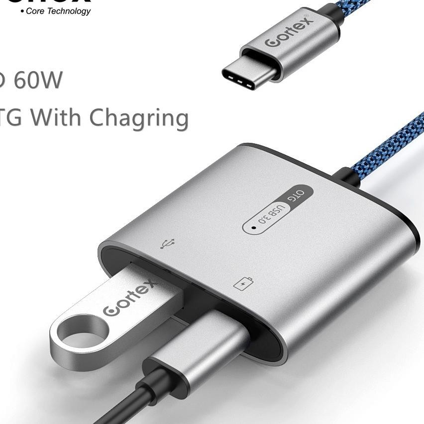 Cortex Mh366 Otg Usb C/Type-C To Usb 3.0 + 60W Charging 2In1 Adapter