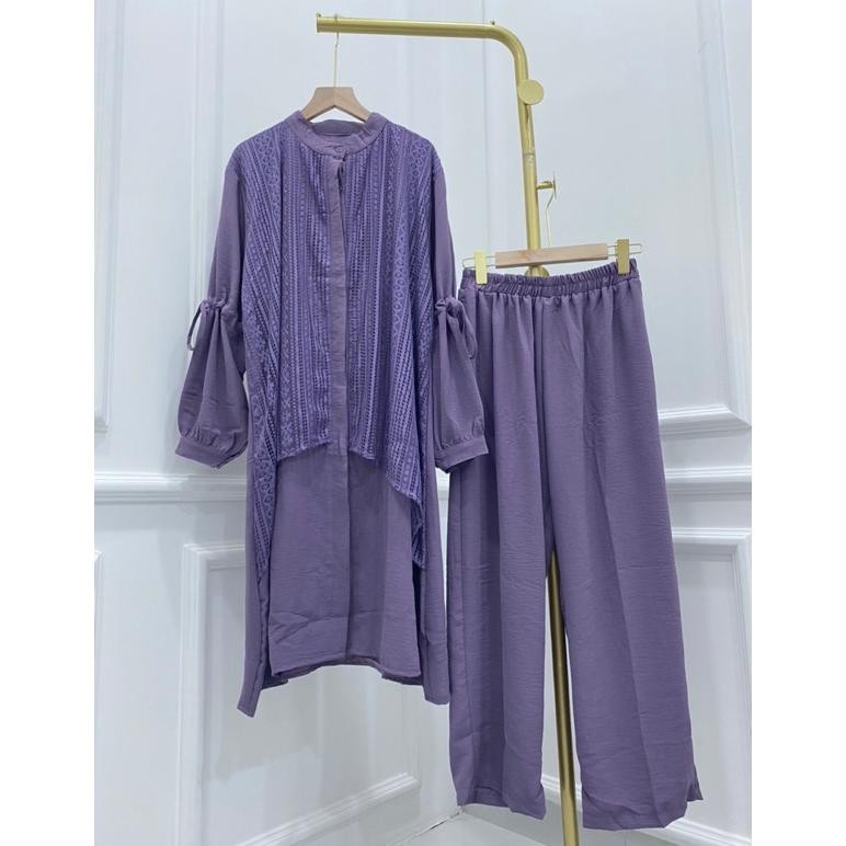 Terbatas ONE SET CRINKLE SETCEL AZIZAH BRUKAT RENDA MEWAH JUMBO BUSUI KANCING DEPAN GROSIR PGMTA MUR