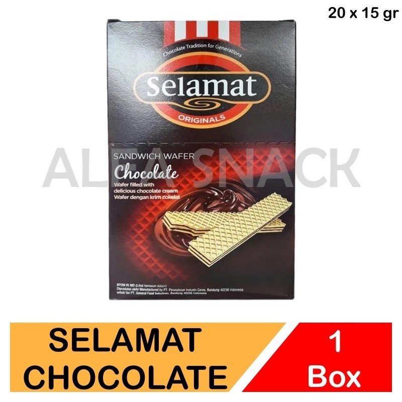 

Wafer Selamat Chocolate Kemasan Box 20 x 15 gram