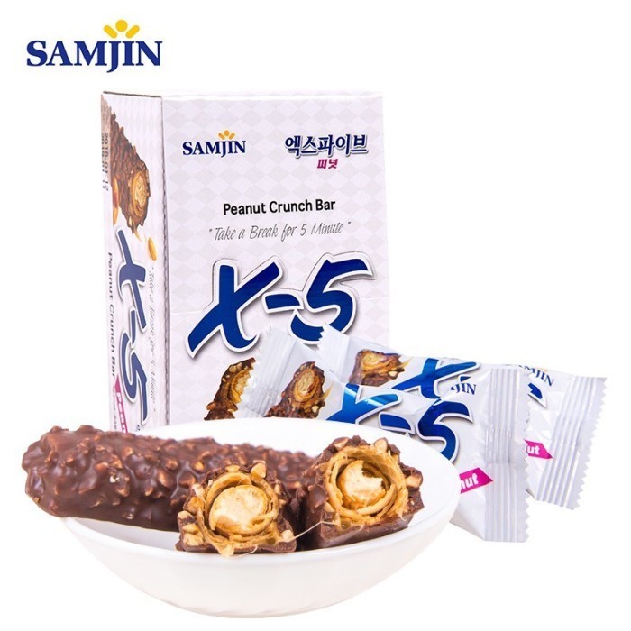 

Samjin X5 Chocolate Peanut Bar 35 Gram / Chocolate Crunch Bar Korea