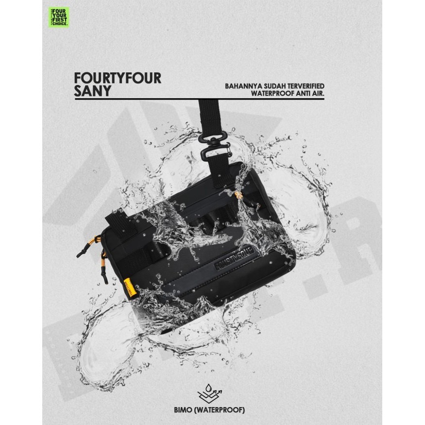 tas selempang pria FOURTYFOUR SANY - Tas Selempang Pria 2 in 1 Bisa Handbag dan Slingbag - Hitam(Q2D