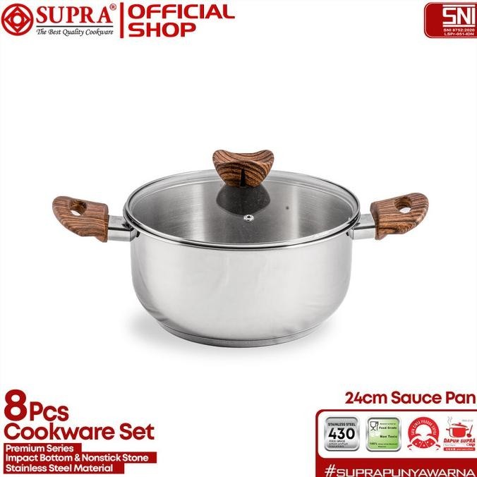 Supra Panci Set 8 Pcs Stainless Steel Premium Series