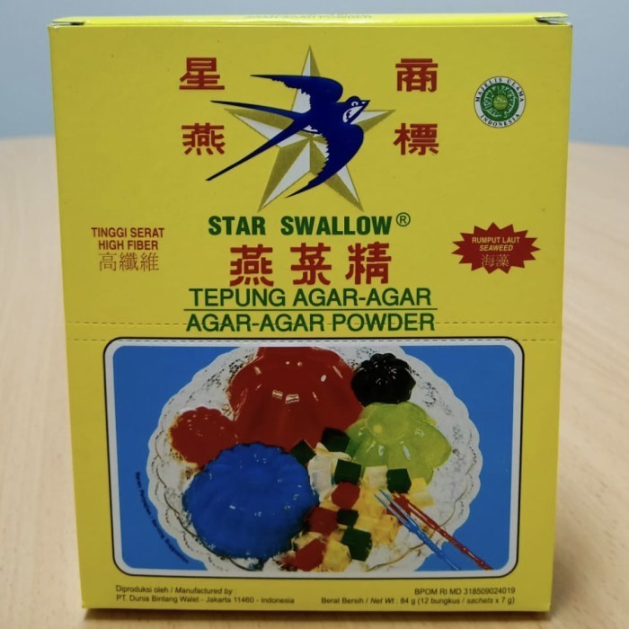 

JUAL Star Swallow Agar agar 1 box isi 12 sachet @7gr Bening