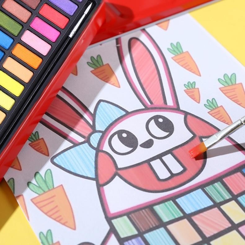 

COD Kaikki Watercolor Paint Set cat air warna 24/36/48 - Solid Alat Cat Air watercolor set (Termasuk Kuas dan Kertas Gambara) Berkualitas