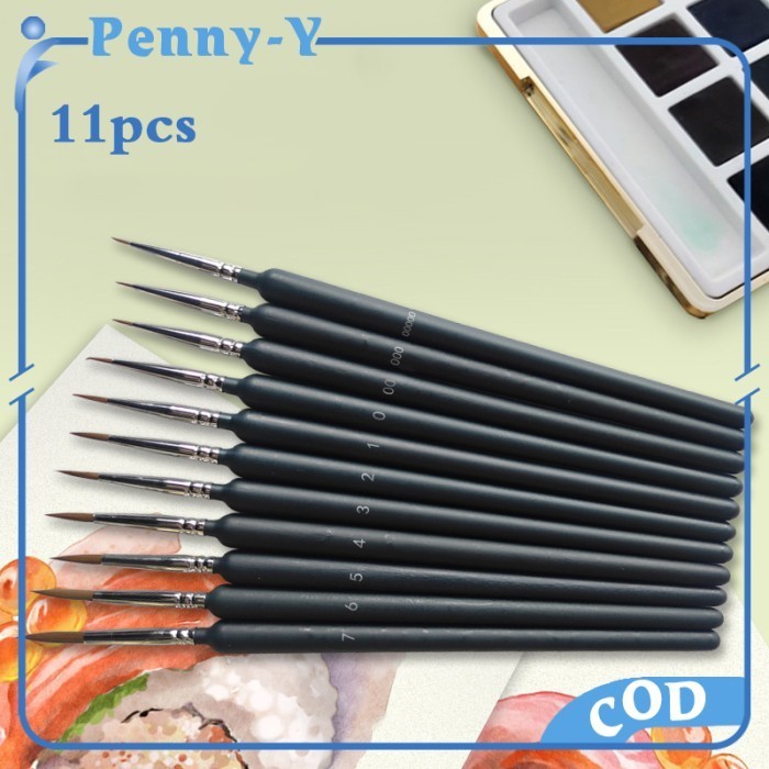 

Terjangkau 11pcs paint brush set Kuas Lukis Liner kuas lukis cat air set