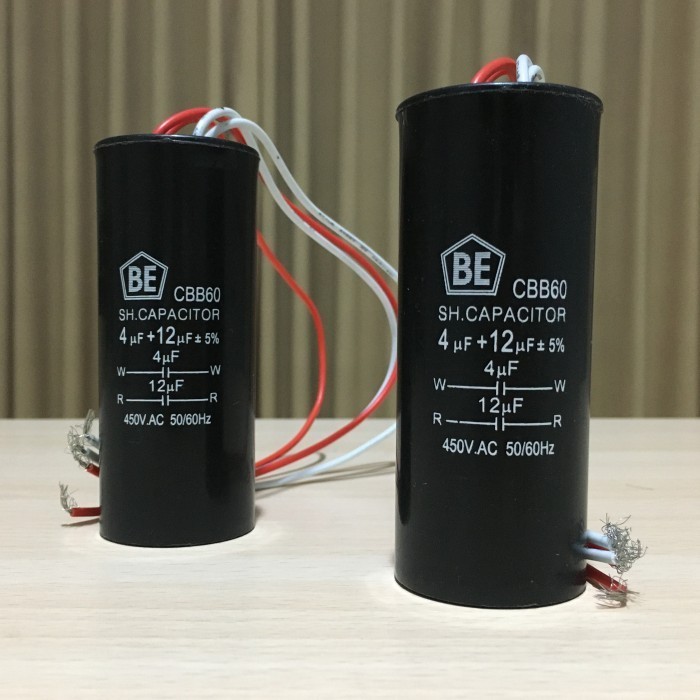 Kapasitor Bulat Double Mesin Cuci 4+12Uf 450V 4+12 Uf 450 Volt Cbb60 Best
