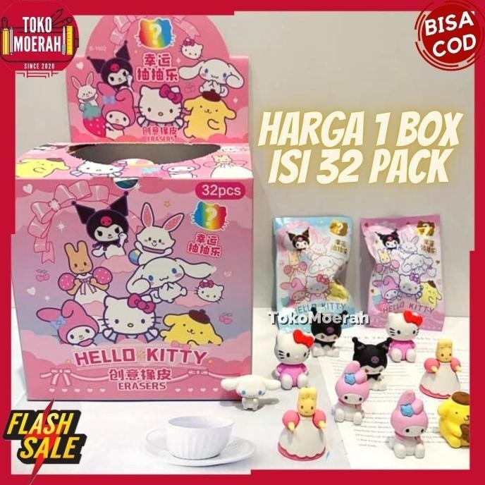 

Penghapus Sanrio Misteri 1 Box 32 Pcs Penghapus Lucu Sanrio Mystery