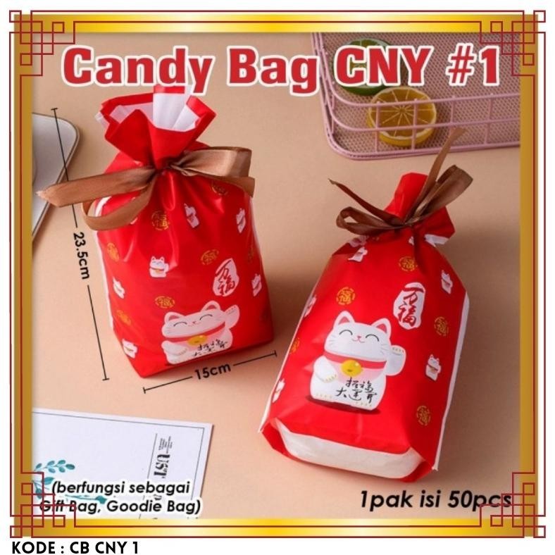 

New Stok Candi Bag Cny Cat / Plastik Kemasan Pita / Imlek Gi Bag (50 Pcs) Terlaris