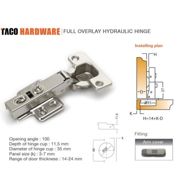 Engsel Lemari TACO / Engsel Sendok Taco ET-01 - A (lurus)