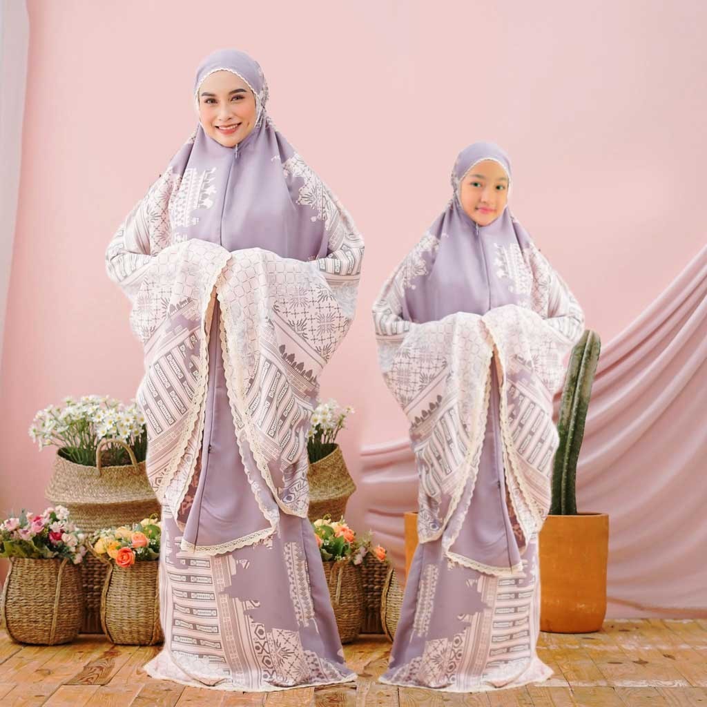 [SYAR'I MINERV] Mukena Couple Maxmara Ibu dan anak Maxmara Luxury 2in1Printing Premium