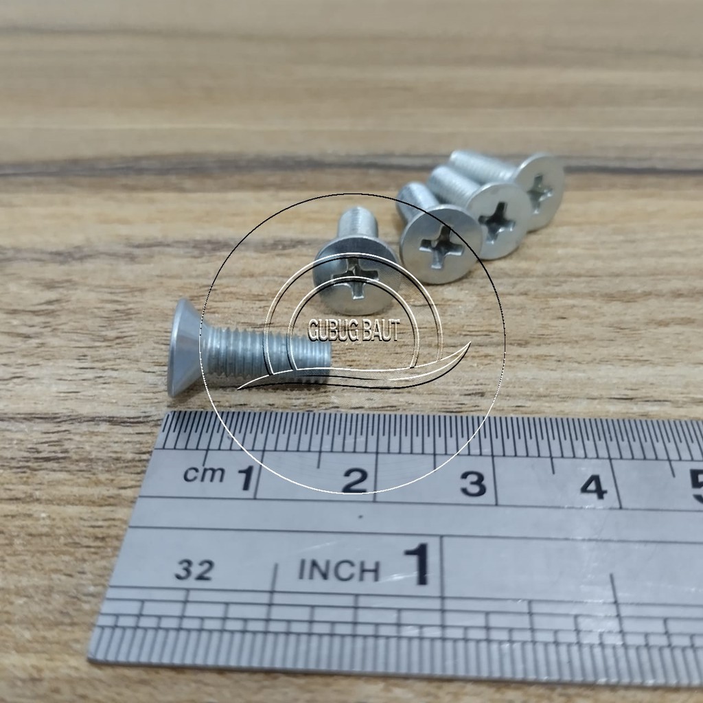BAUT JF M5X15 FLAT HEAD M5 X 15 PANJANG 1,5CM 1,5 CM BAUD 8 5X15 5 X 15 MM OBENG PLUS SEKRUP MESIN