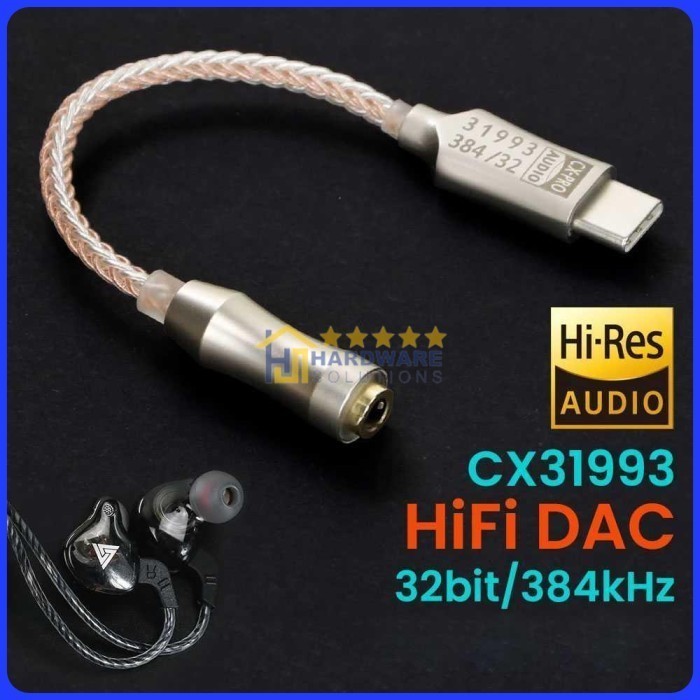 Kabel USB Type C ke 3.5 mm Adaptor HIFI DAC CX31993 Chip - CX-PRO