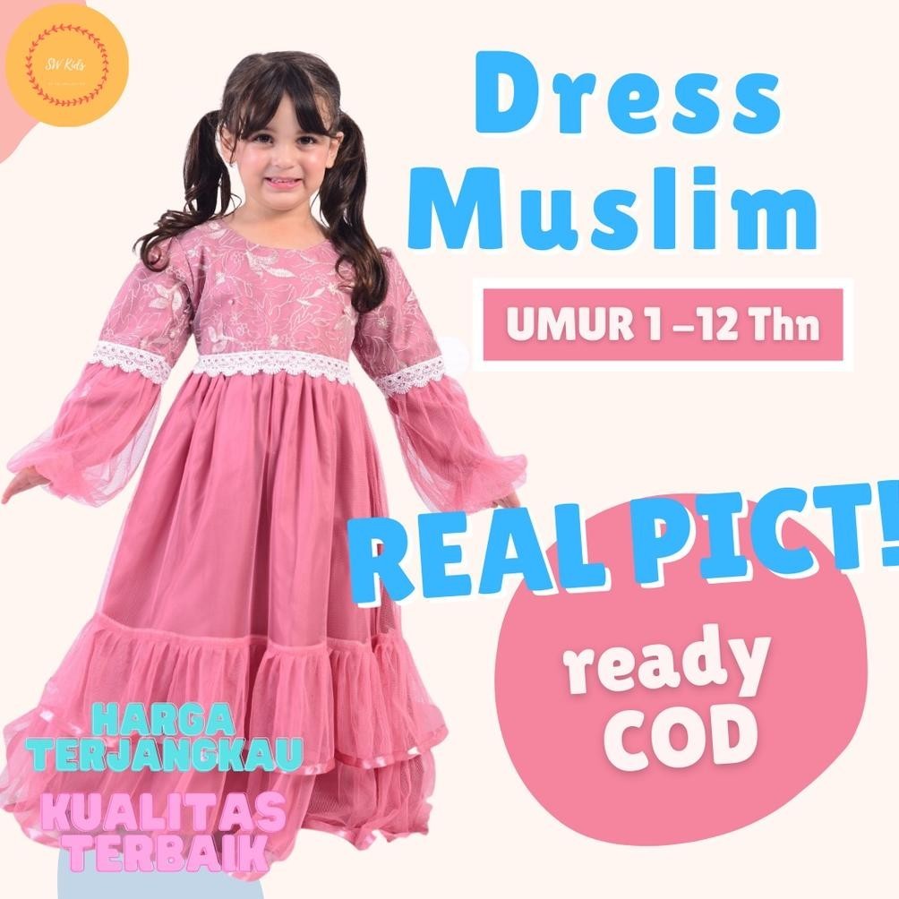 "Cashback Cepat" PROMO Dress muslim anak / baju pesta muslim anak perempuan / gamis anak Renda Pinggang/ gamis anak/ gamis anak perempuan umur 11 12 tahun/ baju lebaran anak perempuan/ baju pesta anak perempuan ||