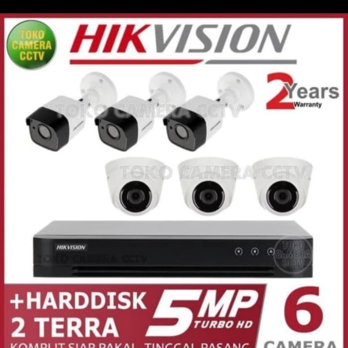 paketan cctv hikvision 5 mp 8 ch 4 camera