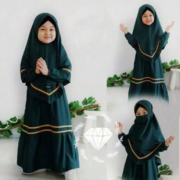 SETELAN BAJU GAMIS ANAK PEREMPUAN 6 7 8 9 10 tahun/FRE JILBAB CADAR