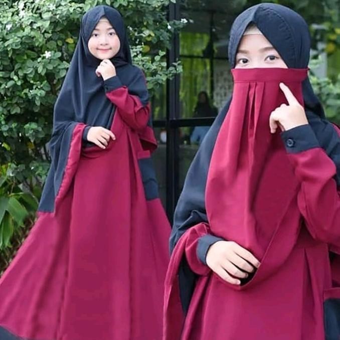 Shaliha Syari Kids GAMIS ANAK + JILBAB + CADAR umur 9 12 tahun Baju