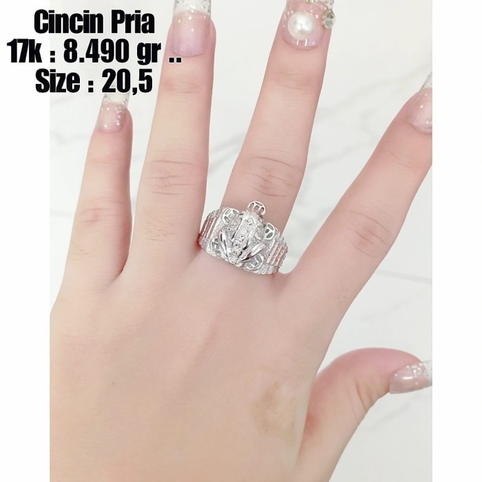 Cincin - Cincin Pria Emas / Mas Putih 75% Berat 8.490 Gram No.20,5