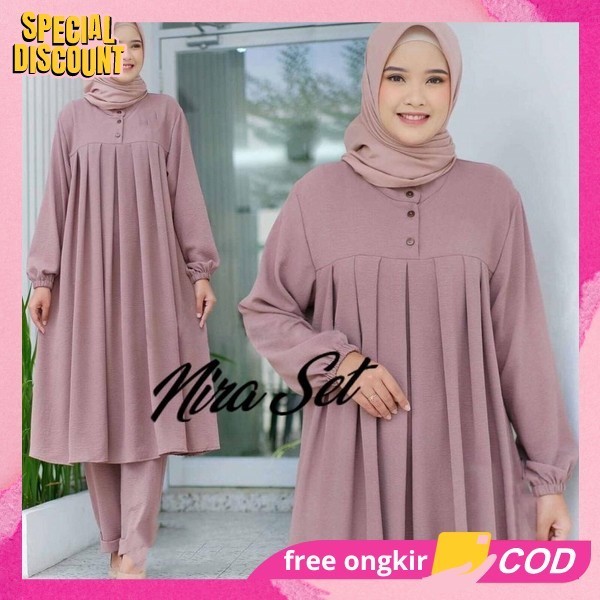 Setelam Ootd Premium Quality Stelan Tunic Muslim Termurah Swtelan Kemeja Celana Modis Setcel Model T