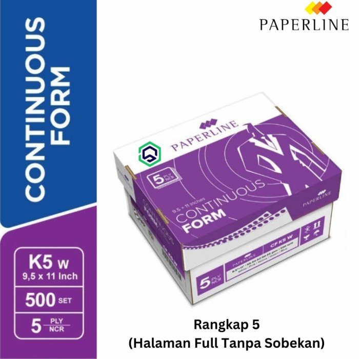 

JUAL Continuous Form Kertas Komputer Paperline 9.5 x11 5 ply Rangkap CF K5