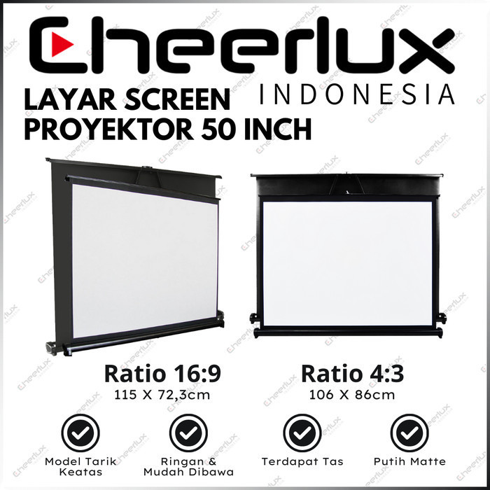 TERBARU - Layar Proyektor Lipat 50 Inch Table Screen Projector 50" Portable