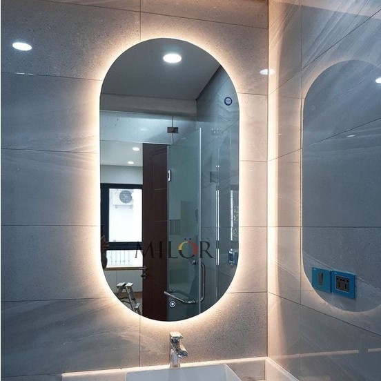 Cermin - Cermin Aesthetic Led Oval Kaca Dinding Wastafel Kamar Mandi Aesthetic