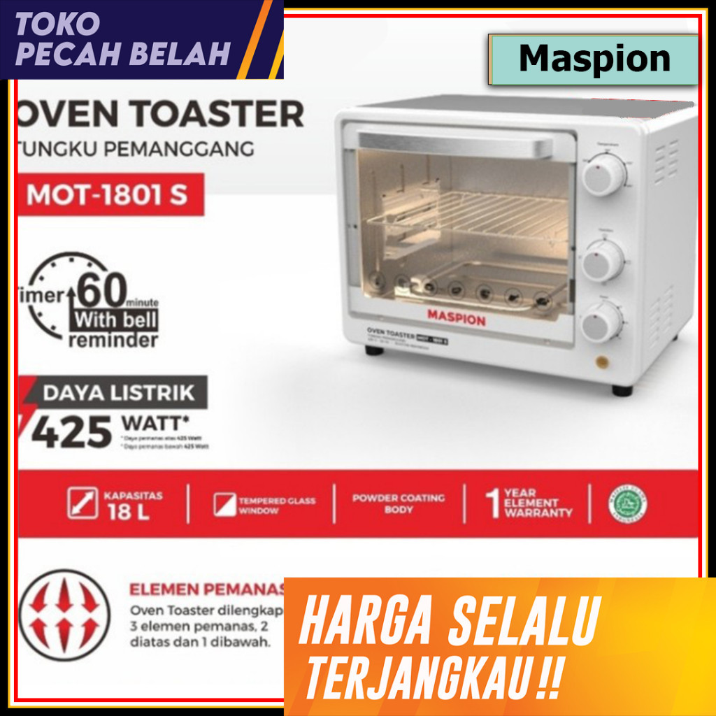 Oven Listrik MOT-1801 S Oven Toaster Pemanggang 18 Liter Maspion
