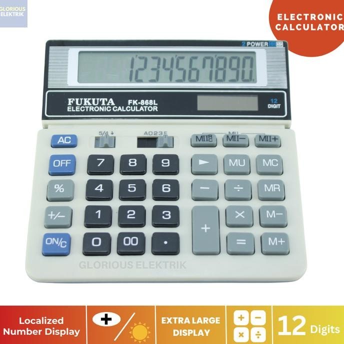 

Baru Kalkulator / Calculator 12 Digit Large Display Dual Power FK-868L