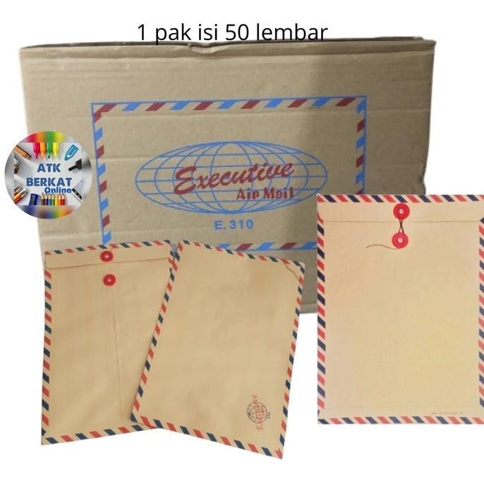

Big Sale [50 Pcs] Amplop Coklat Folio Tali Airmail 310 Executive Diskom