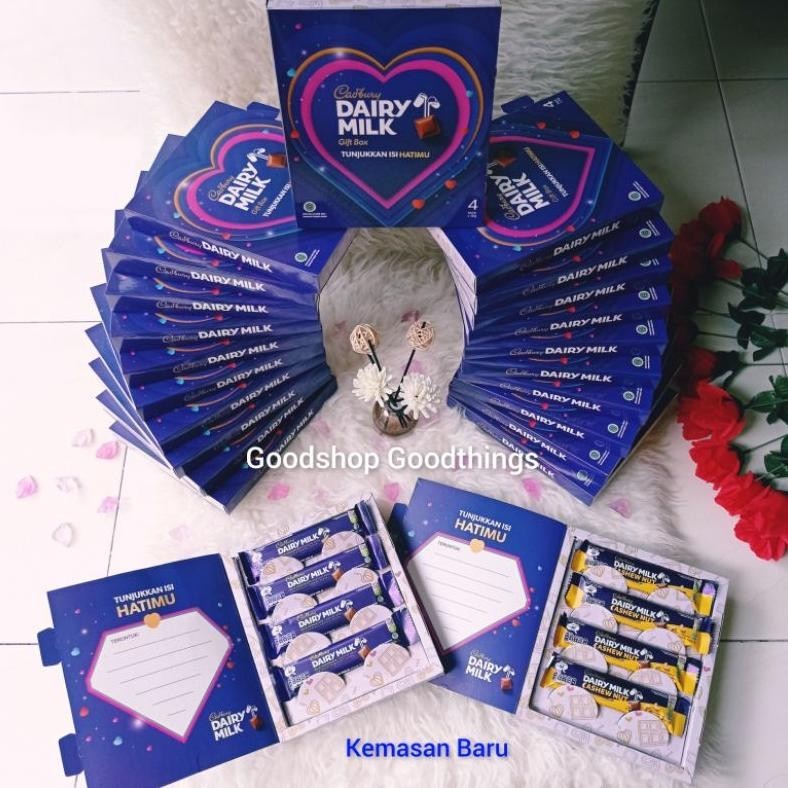 

Promo Akhir Tahun Hampers Coklat Valentine Cadbury Dairy Milk Chocolate Box Isi 4 Cokelat Susu/ Fruit & Nut 30G /Kado Coklat Promo