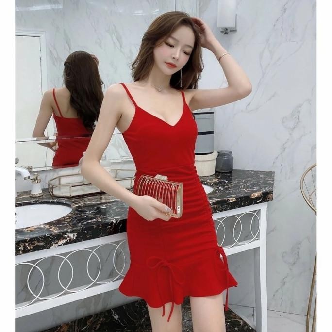 Terjangkau Korea Bodycon Mini Dress Wanita SS1139 (Size XS-XL) Party Pesta ~