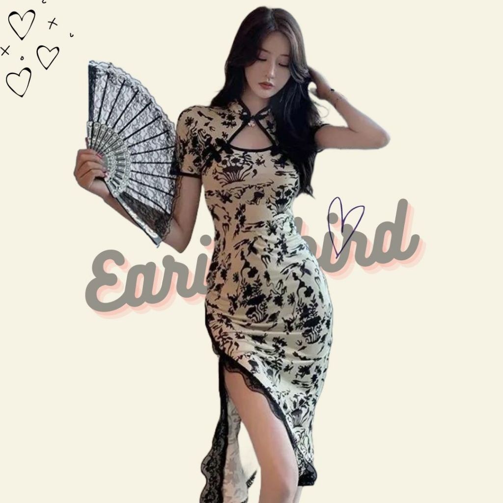 Dress Imlek Dewasa Wanita 2024 Perempuan Cina Ceongsam Couple Sexy Bordir Merah Midi Natal Pakaian C