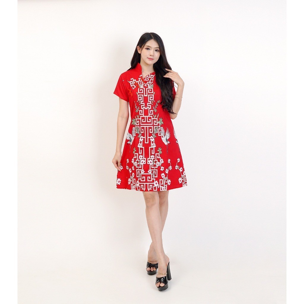 Dress Imlek Dewasa Wanita 2024 Perempuan Cina Dres Cheongsam Korean Style Ukuran Jumbo Festival Ceon