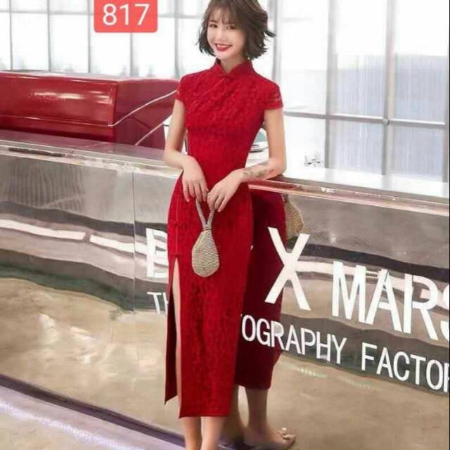 Dress Imlek Dewasa Wanita 2024 Perempuan Cina Mididress Congsem Longdress Busui Pesta Lebaran Hari R