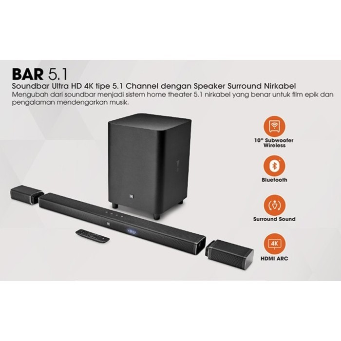 JBL CINEMA BAR 5.1 4K ULTRA HD SOUNDBAR SPEAKER SYSTEM 5.1 CHANNEL