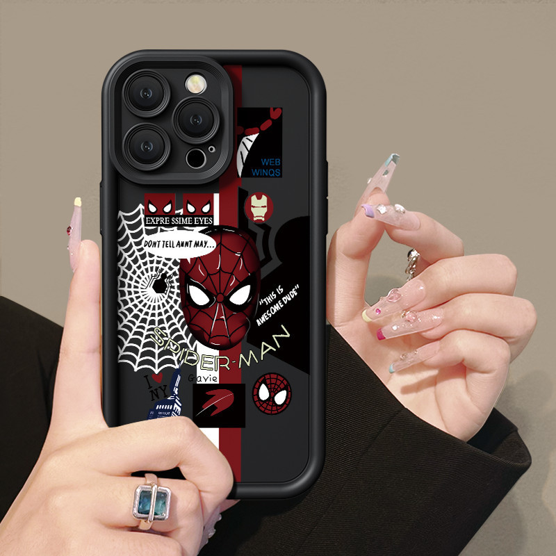 Masked Spider Man Case For OPPO A15 A16 For A57 A17 A52 A53 A54 A5 A18 A38 Soft Case For A7 A78 A58 A74 A78 A9 A76 A1 A94 Casing For RENO4 5 6 7 8T 7z F9 Pro Fullcover Case 4f a55 a17k a92 hp f 4 a98 softcase a95 2020 kesing a5s cesing 8 5g 4g 5f reno