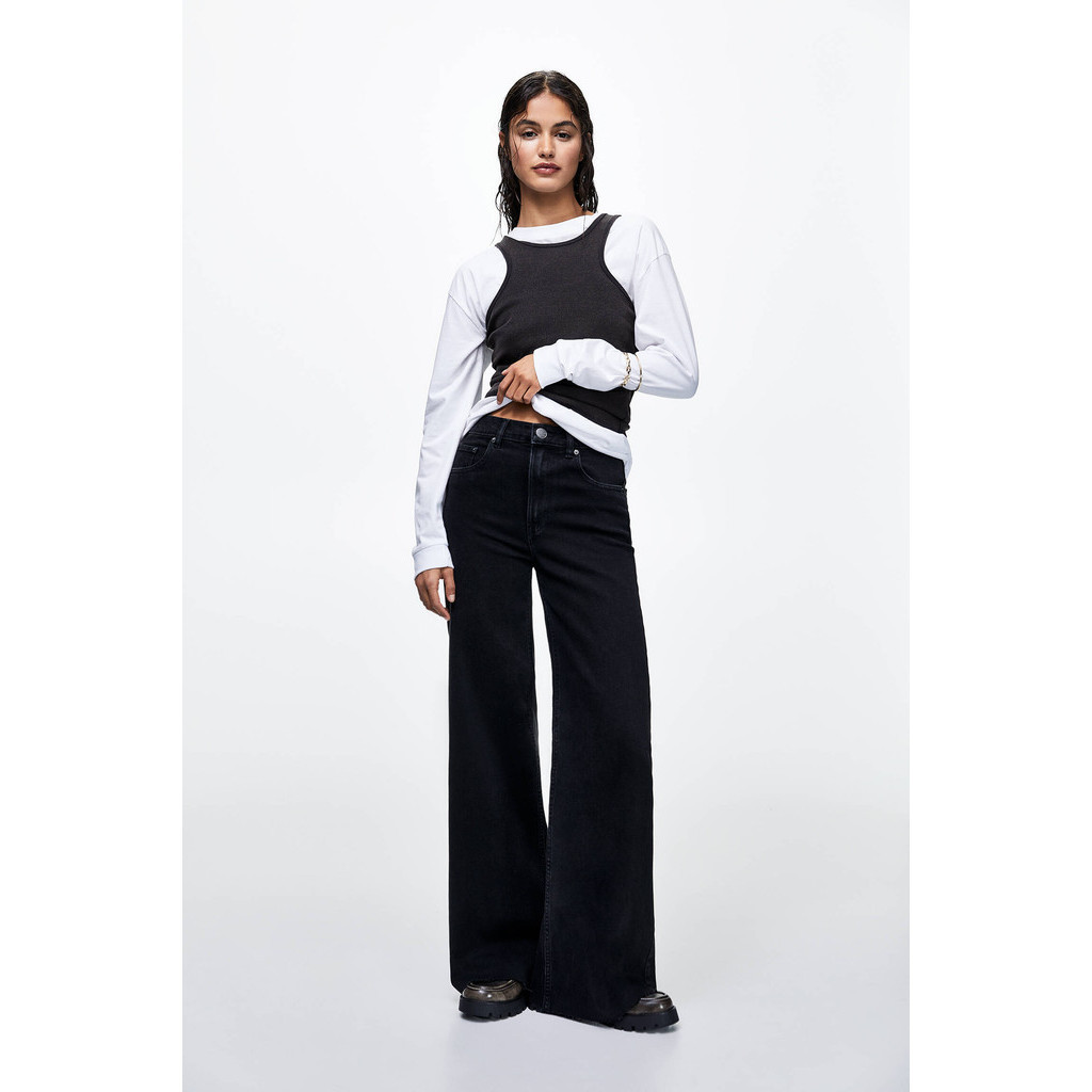 Pull&Bear Jeans nyaman kaki lebar setengah pinggang