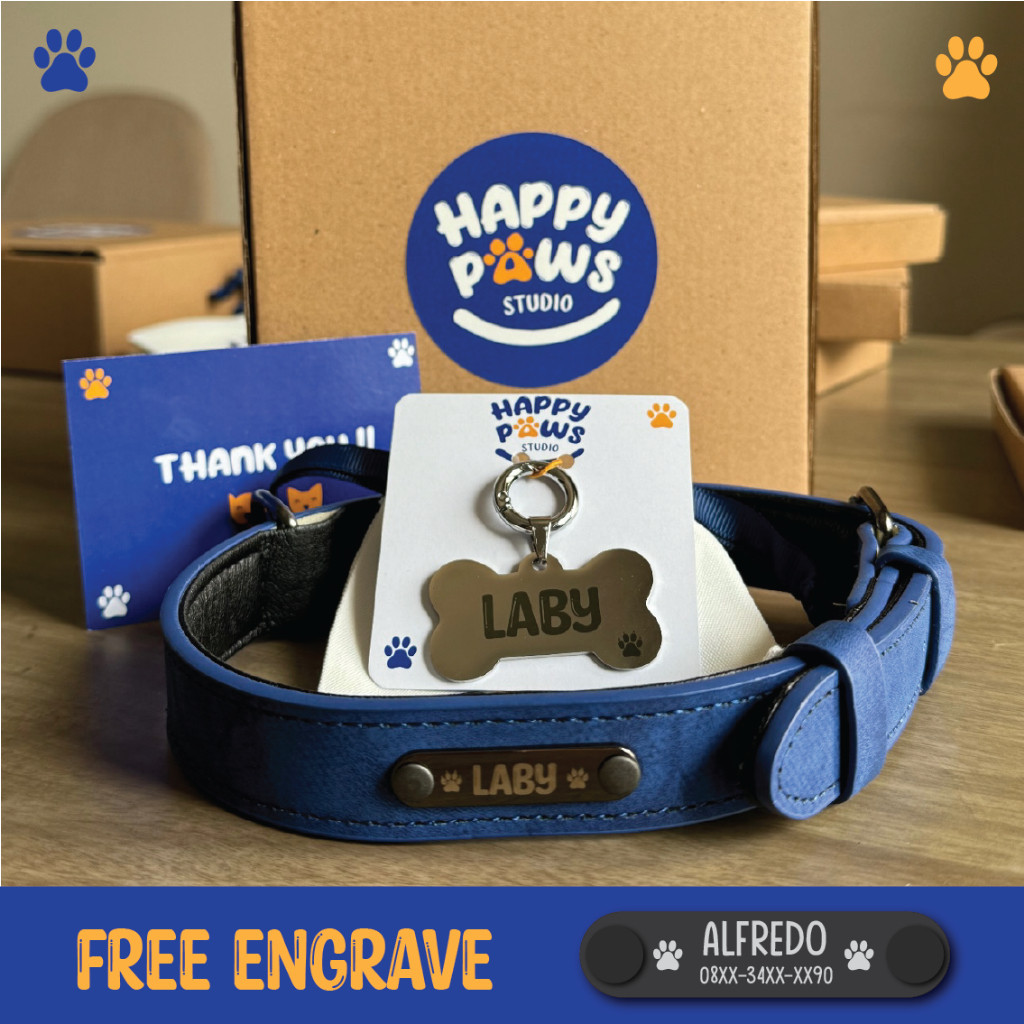Kalung Anjing Custom Nama - Leather Collar