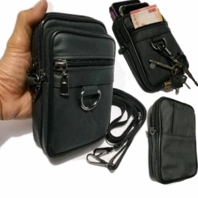 Tas Hp Mini Pria Kulit Asli - Tas Selempang Pria- Tas Pinggang Pria