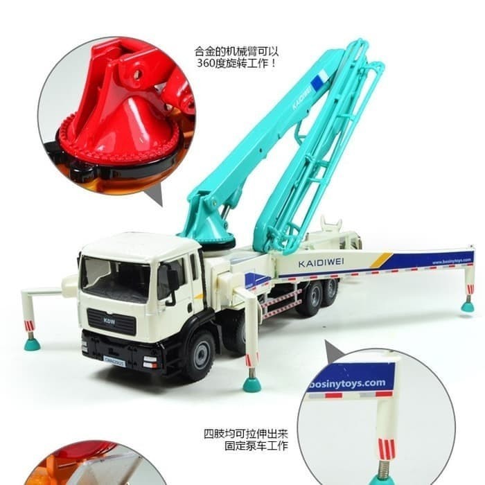 KDW 1:55 Skala Diecast Concrete Pump Truck Konstruksi Kendaraan