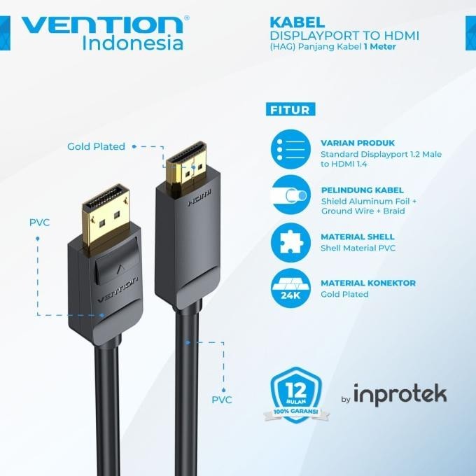 Vention Kabel DisplayPort to HDMI 4K