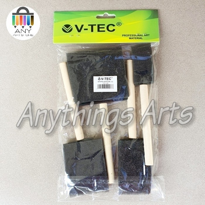 

Terlaris V-Tec Kuas Spons Kotak / Sponge Foam Brush Decoupage Set 4 Promo Terbaru