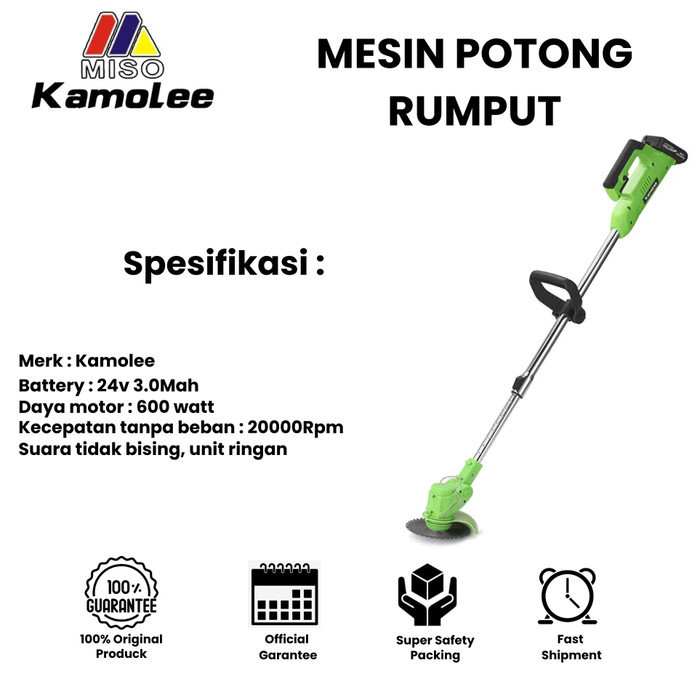 Kamolee-Mesin Potong Rumput 24V Battery Mesin Pemotong Rumput Portable