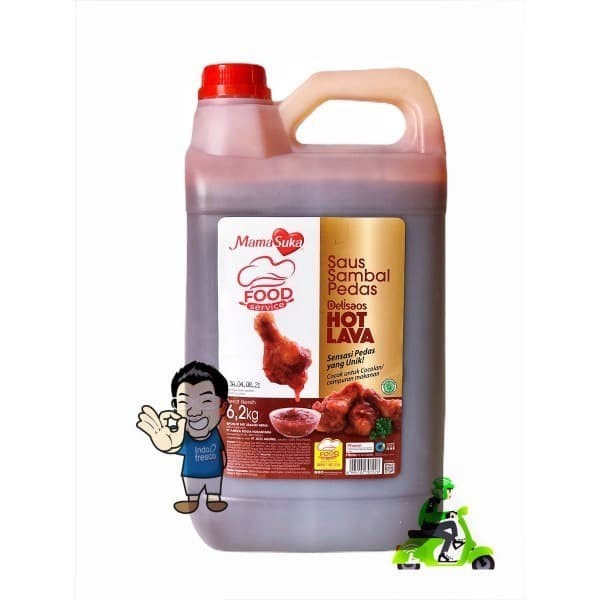 

MamaSuka Saus Sambal Pedas Delisaos Hot Lava- Chili Sauce 6.2 Kg GRAB