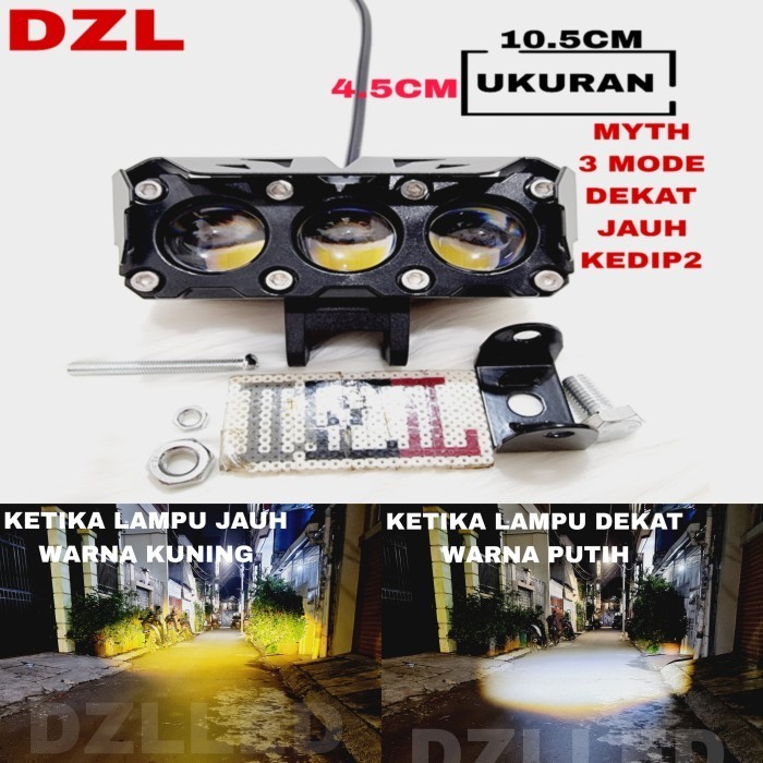 Terbaru Myth Lampu Tembak Led Sql 3 Mata 3 Mode Laser Gun D2 Foglamp Grill Promo Terlaris