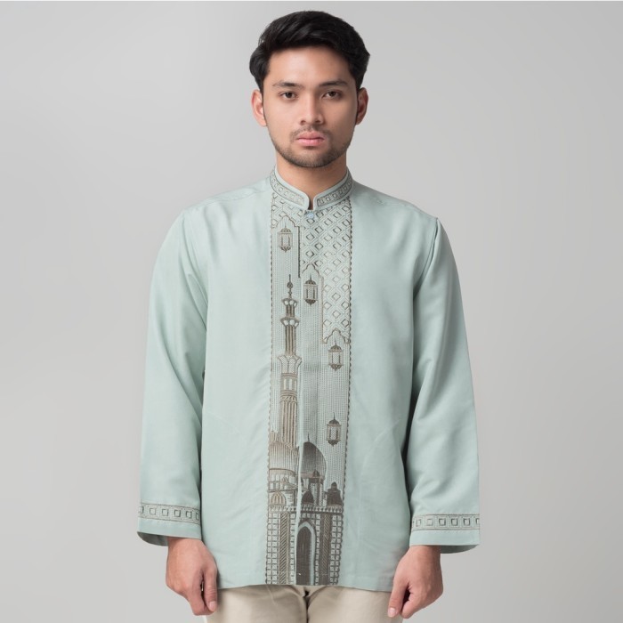 HRG DISKON Benhill Taqwa Koko Bordir Pria Lengan Panjang Mint 2410-32707