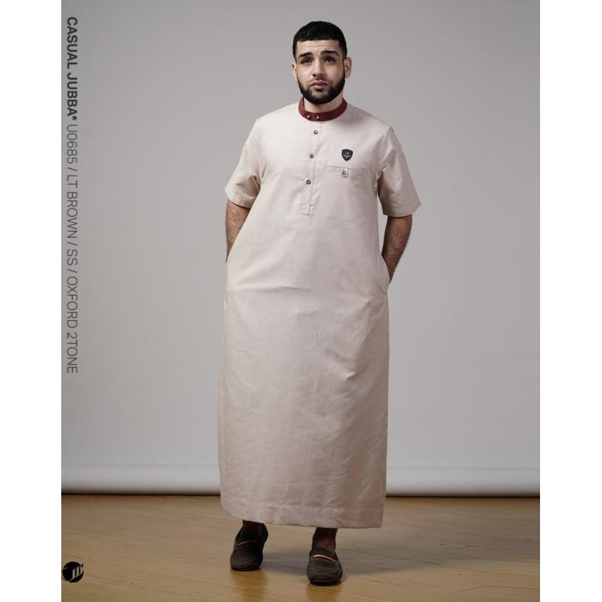 SAMASE JUBAH CASUAL U068 Lengan Pendek Pakaian Muslim Pria Warna Army