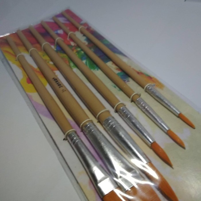 

Kuas Lukis Cat Air Minyak Lancip Acrylic Brush Paint Set 6 Pcs Best