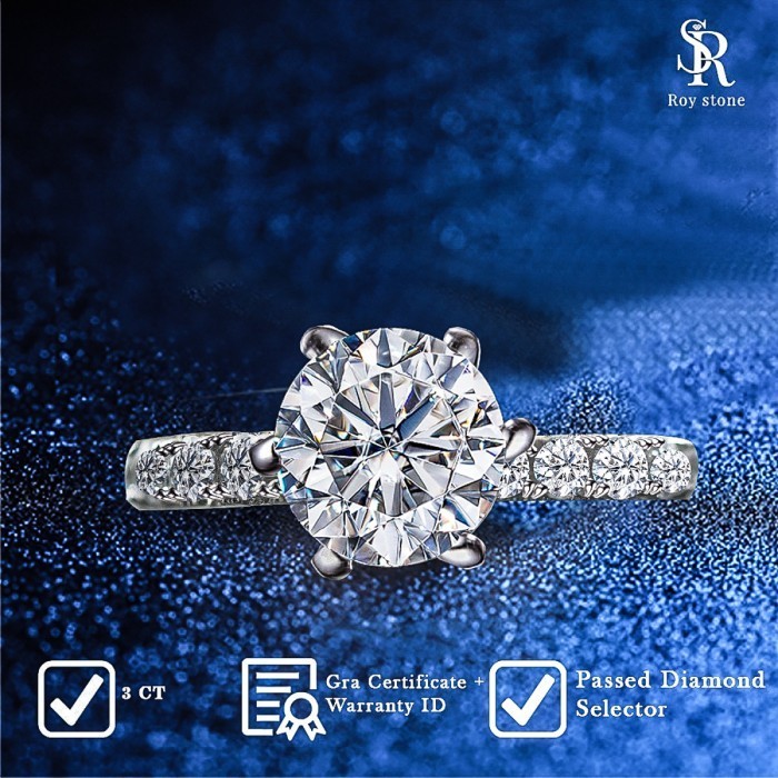 ROYSTONE - CINCIN LADY 3CT MOISSANITE LAPIS EMAS 18K SERTIFIKAT GRA