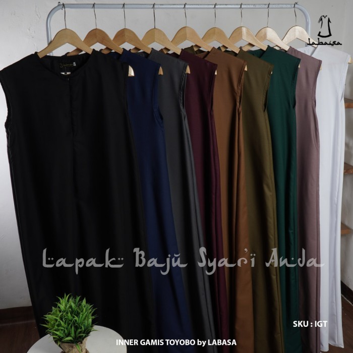 DISKON Inner Gamis Tanpa Lengan Polos Toyobo Sarah Series Inner Dress Tanpa