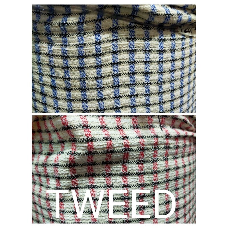 bahan tweed chanel tebal motif kotak